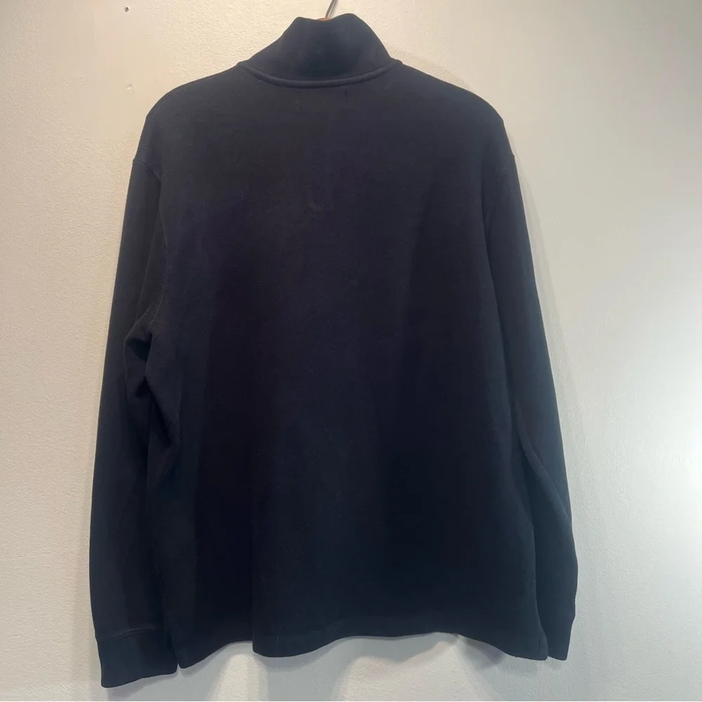 Polo by Ralph Lauren 1/4 Zip Pullover Heavy Knit Shirt Mens L 100% Cotton Black